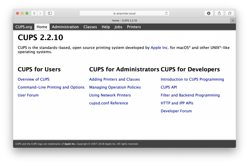 CUPS with AirPrint support